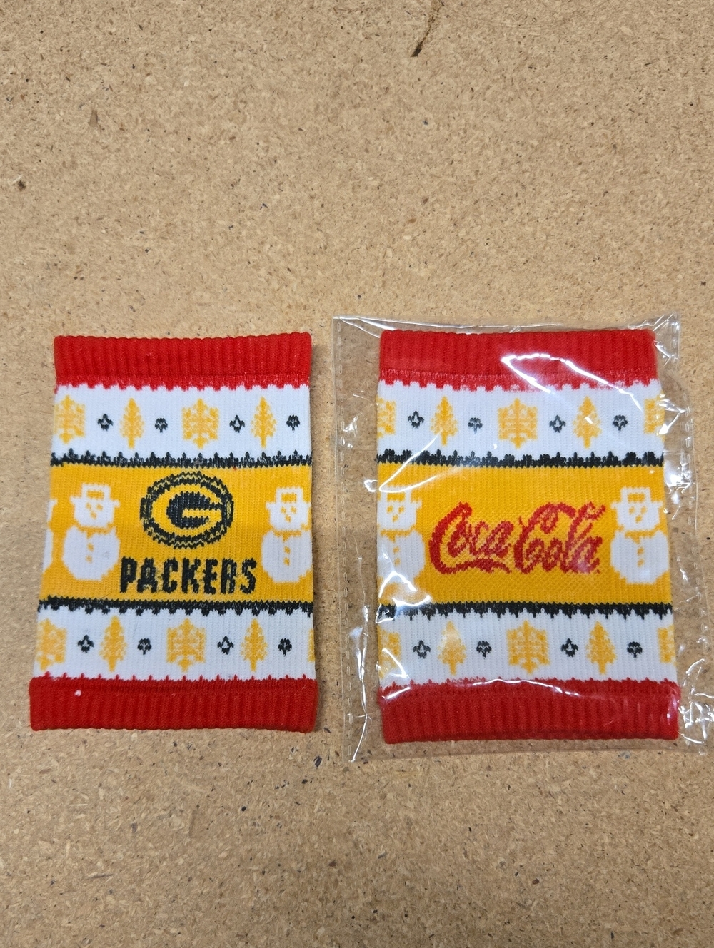Green Bay Packers and Coca-Cola Knit Christmas Can/Bottle Koozies
